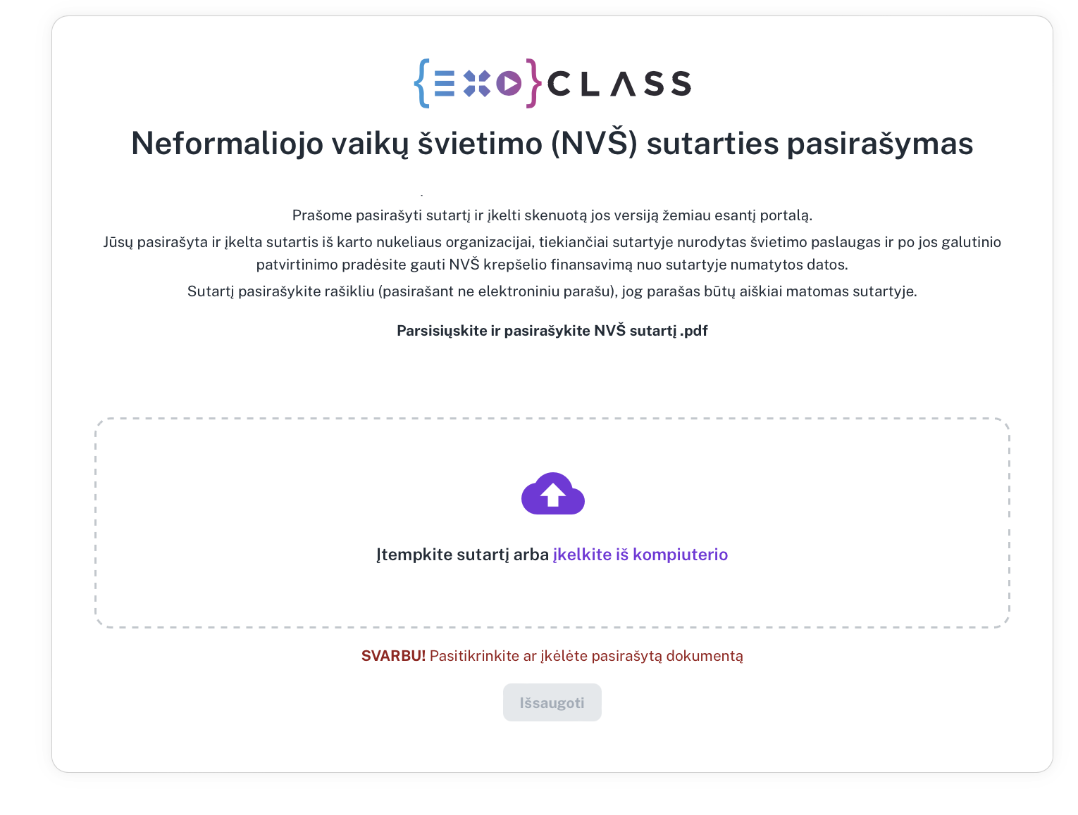 Exoclass NVŠ valdymo sistema – lengvas NVŠ sutarties įkėlimas ir administravimas vos keliais paspaudimais.