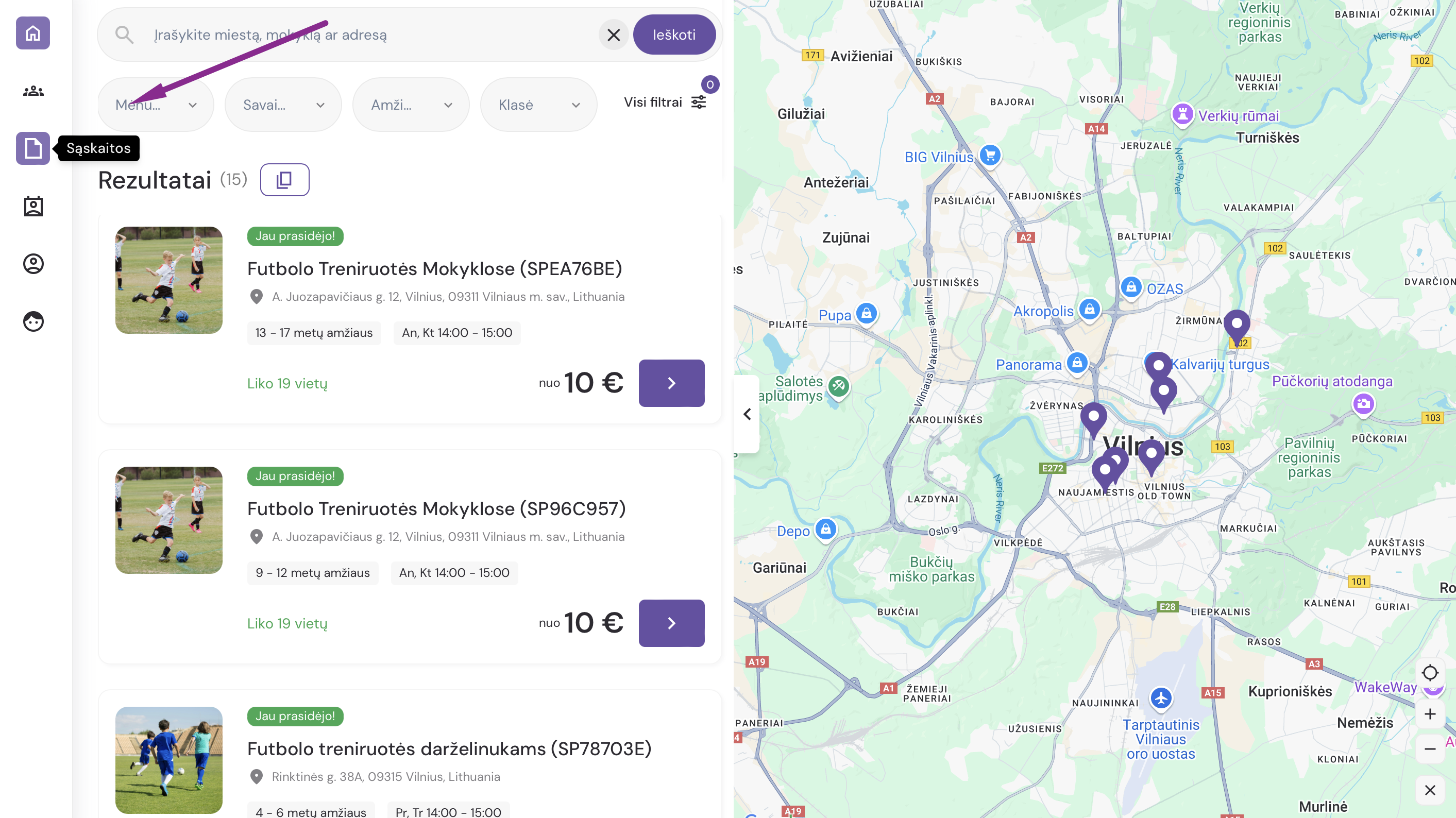 Exoclass būrelio registracijos sistemos atnaujinimas, pagerinantis navigaciją į klientų portalą. 