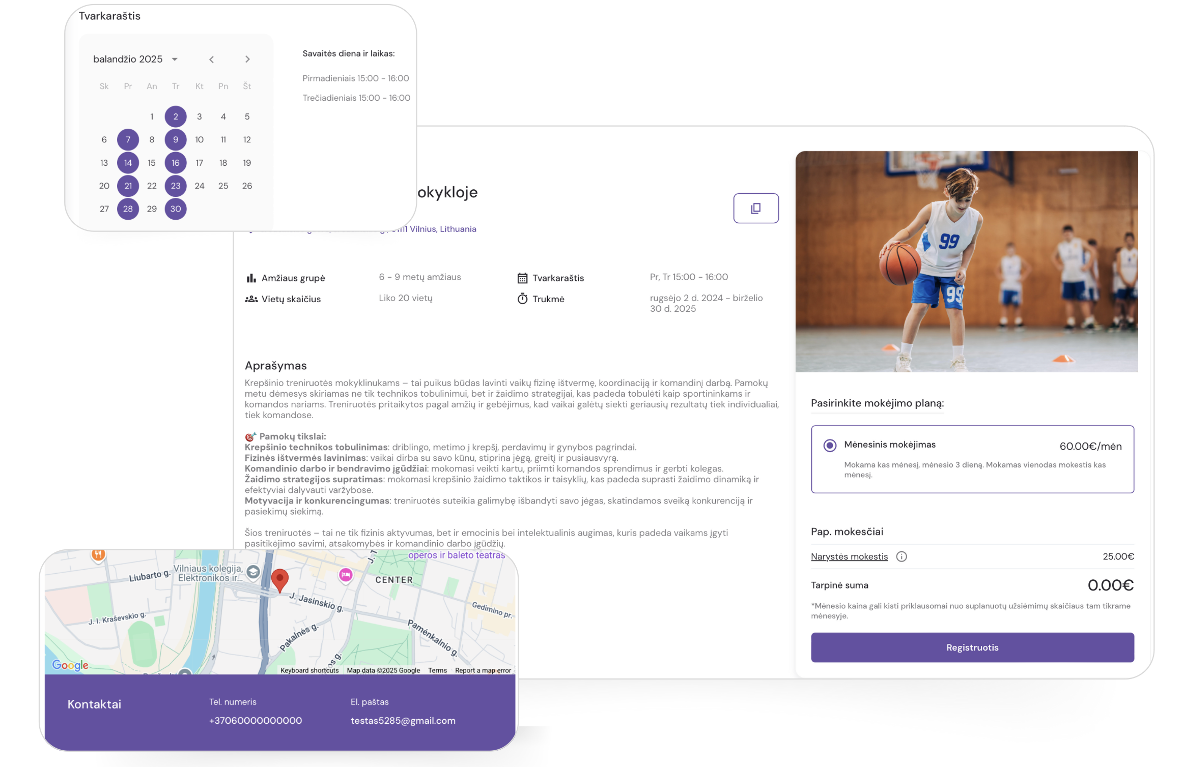 Exoclass pamokų registracinė sistema su momentinio apmokėjimo galimybėmis, skirtingais narystės tipais, elektroniniu sutarčių pasirašymu ir automatizuota tęstine komunikacija – virtualus švietimo organizacijos asistentas.