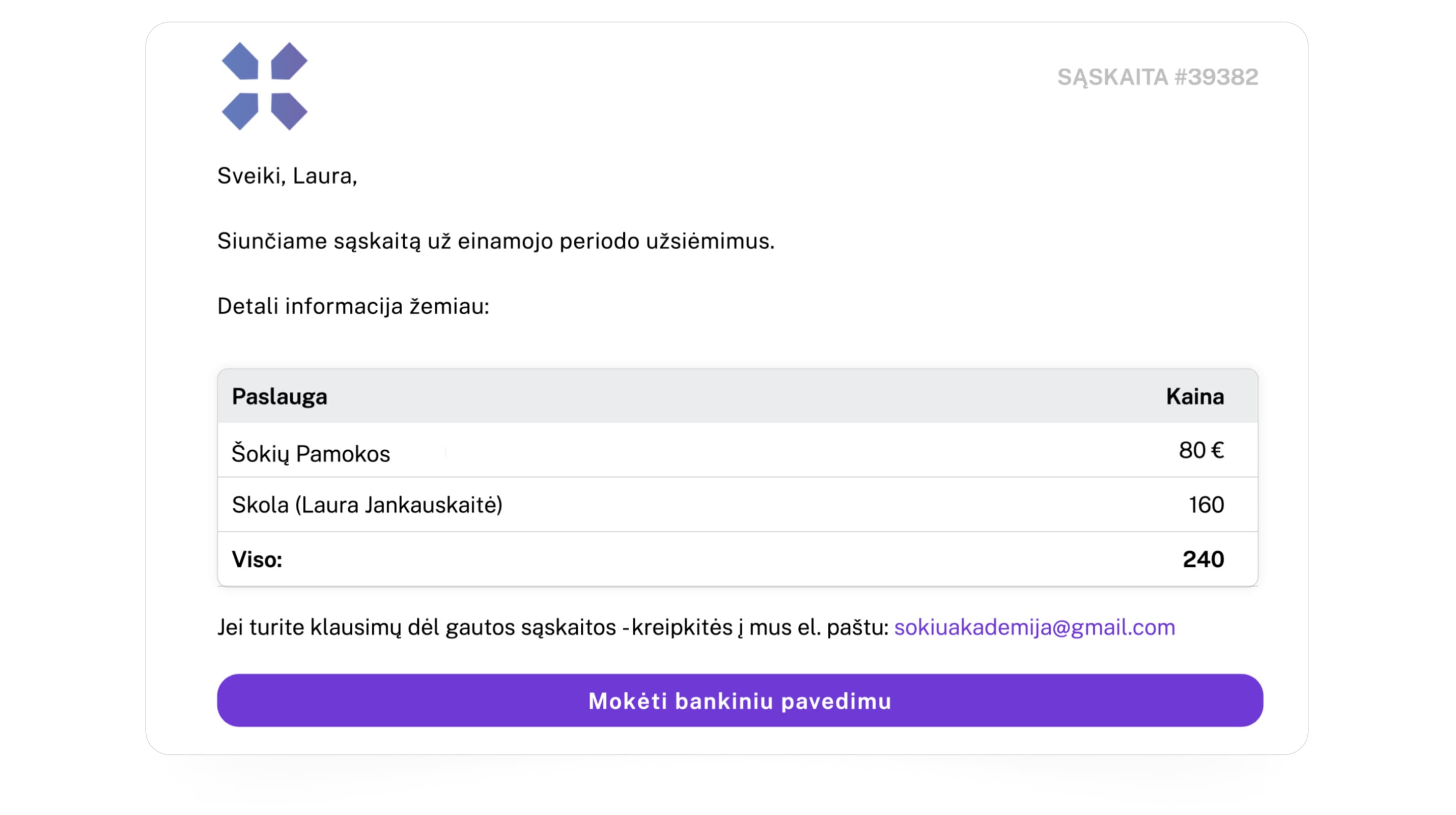 Automatiniai mokėjimų laiškai su Exoclass – būrelio sąskaitos siunčiamos automatiškai, be jokio jūsų įsitraukimo