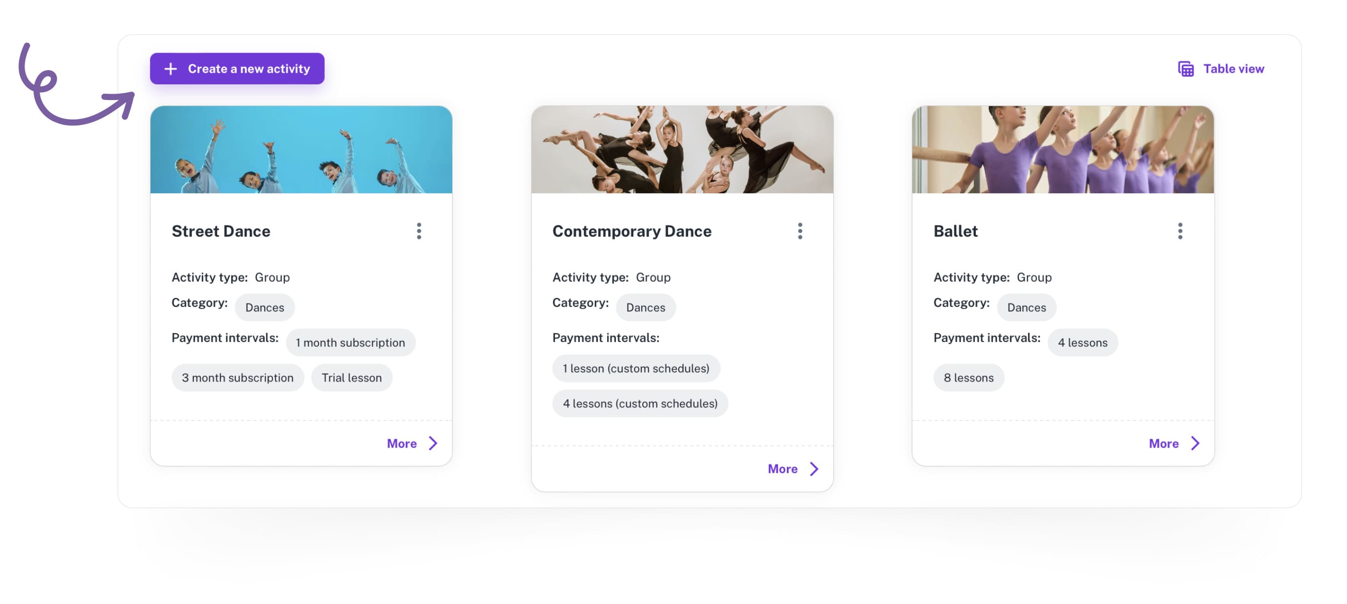 The EXOCLASS system’s activity creation screen allows you to set up the programs led by your after-school club – including descriptions, photos, and contracts.