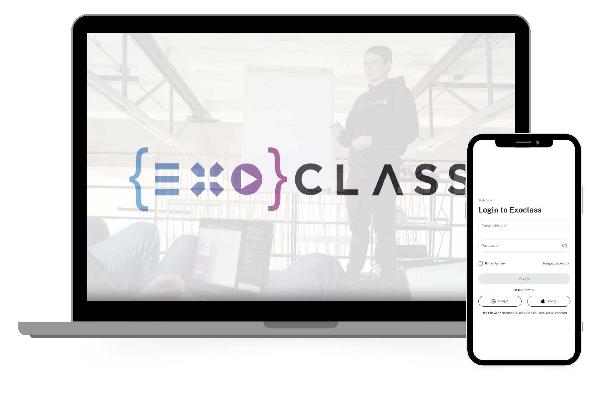 EXOCLASS prisijungimo puslapis – vartai į sistemą, padedančią švietimo organizacijoms sklandžiai valdyti būrelių sezoniškumą ir kasdienes operacijas.
