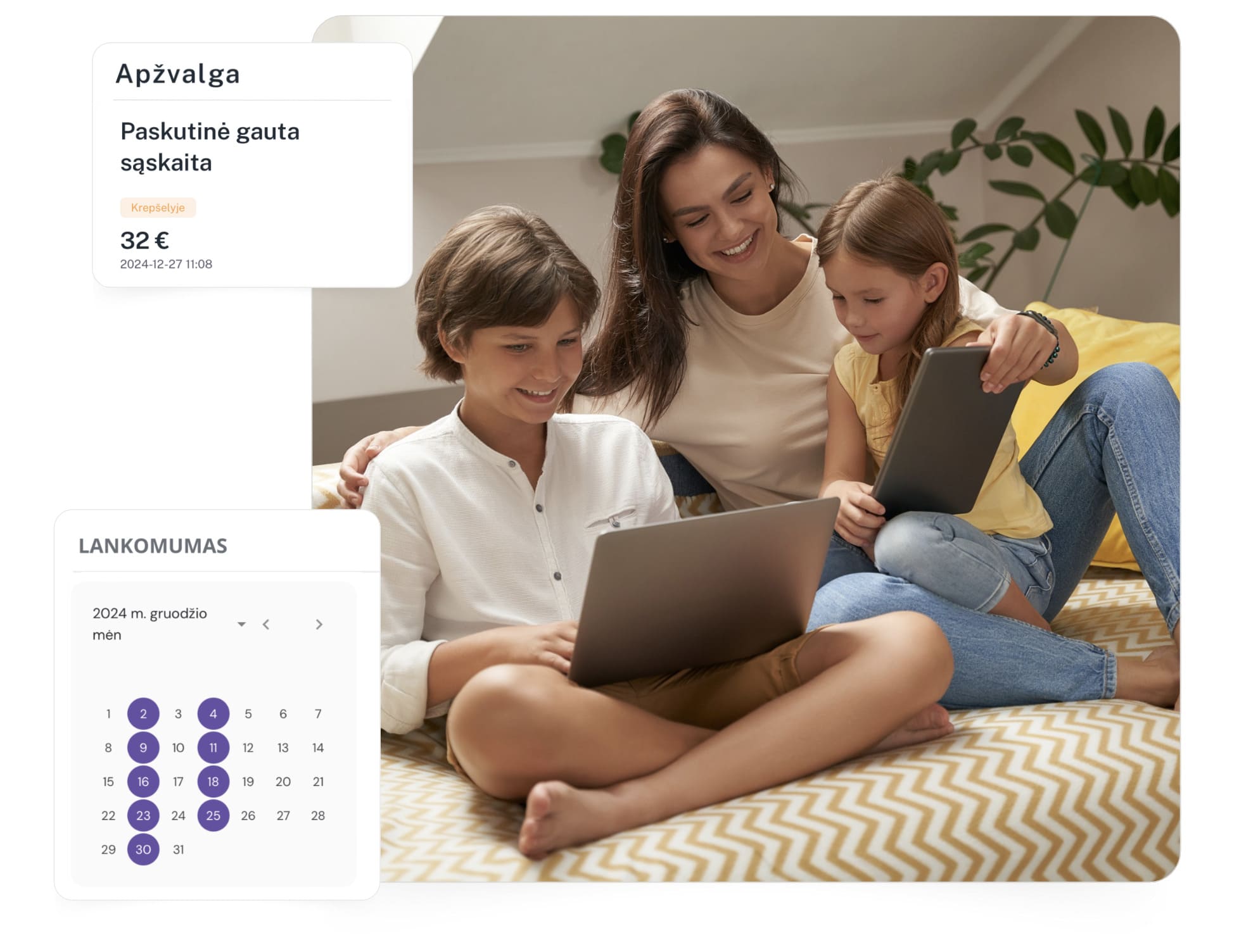 Naudodami švietimo organizacijos sistemą tėveliai gali patogiai stebėti vaiko lankomumą, vienu mygtuko paspaudimu apmokėti būrelio sąskaitą, peržiūrėti sutartį bei lengvai registruotis į papildomas pamokas.