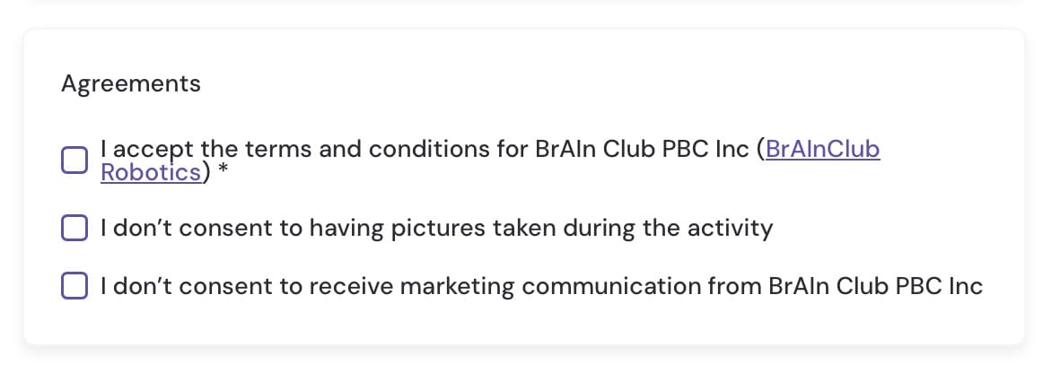 Data privacy in after-school clubs – EXOCLASS registration page with consent forms ensuring secure data handling