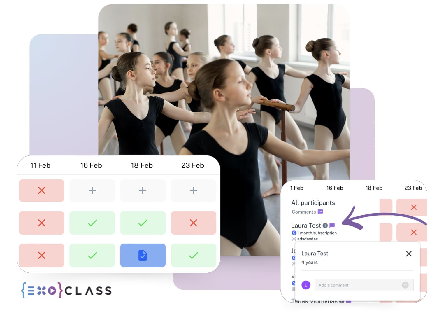 The EXOCLASS Ballet School Management System provides centralized attendance tracking, secure student data management, and automated payment processing.