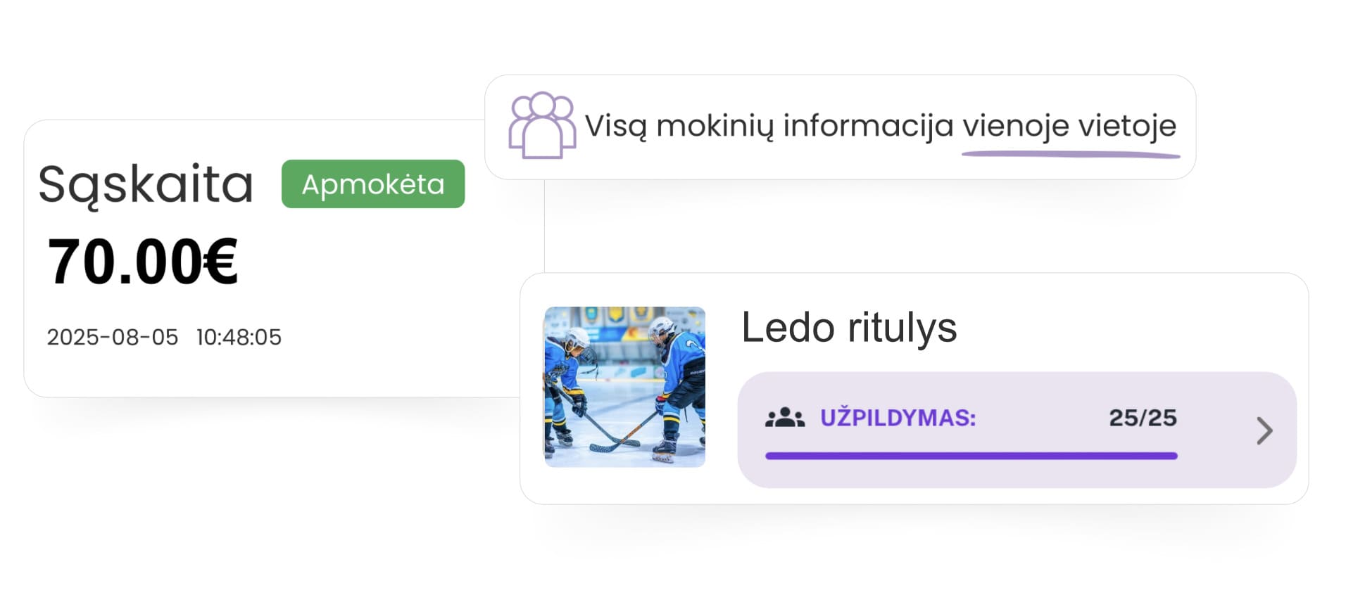 EXOCLASS ledo ritulio būrelio sistema įgalina automatinį būrelio sąskaitų siuntimą bei klientams leidžia jas apmokėti mygtuko paspaudimu.